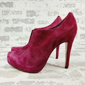 BCBGeneration Priyah Burgundy Suede Stiletto Heel Booties K908